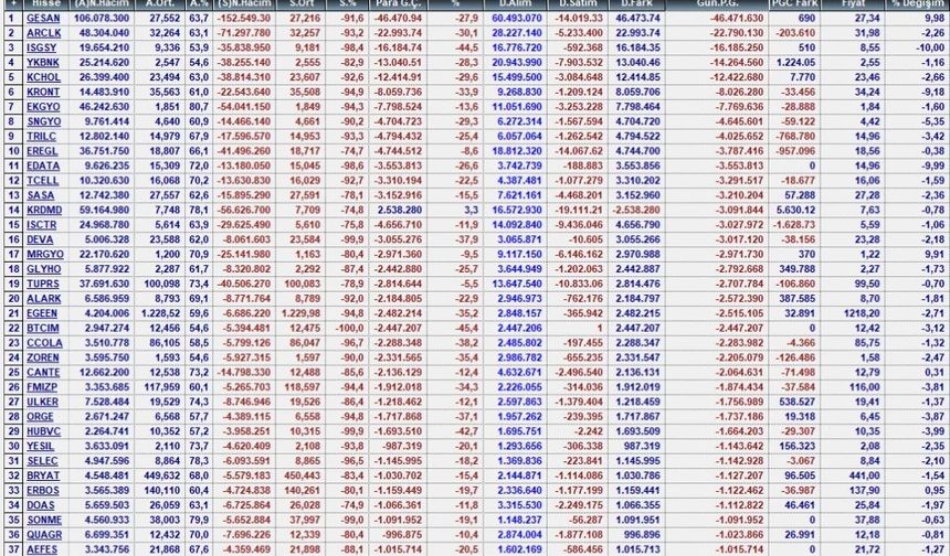 25 Ağustos Günlük Para Çıkışı Olan Hisseler