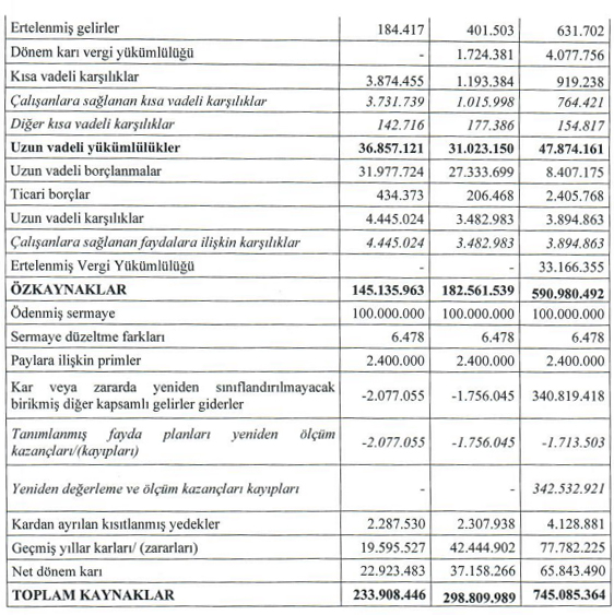 finansal durum tablosu 2